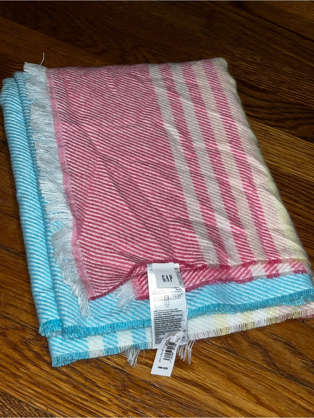 NWT Gap fringe scarf pink blue summer pastel beachy beach
